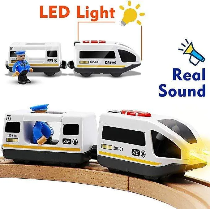 RC Electric Train Set With Carriage Sound and Light Express Truck FIT Wooden Track Children Electric Toy Kids Toys