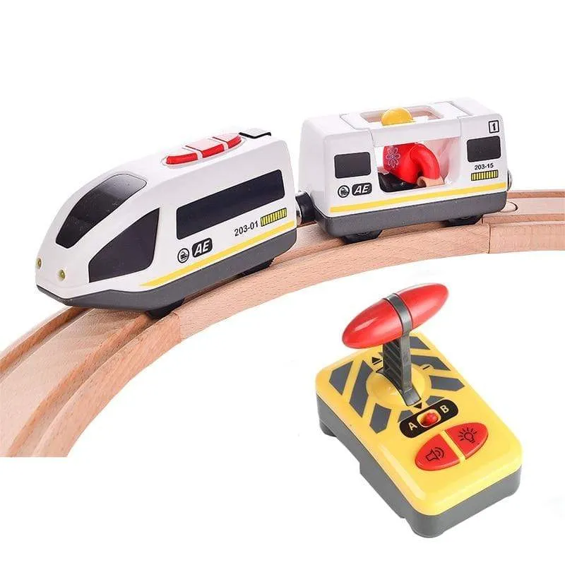 RC Electric Train Set With Carriage Sound and Light Express Truck FIT Wooden Track Children Electric Toy Kids Toys