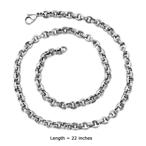 Stainless Steel Chain Urban Textured Links Chain Necklace