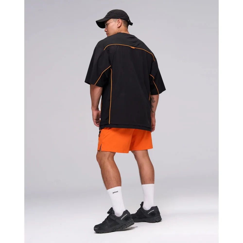 TEAMJOINED JOINED URBAN PANELED EXTRA-OVERSIZED JERSEY-BLACK/ORANGE