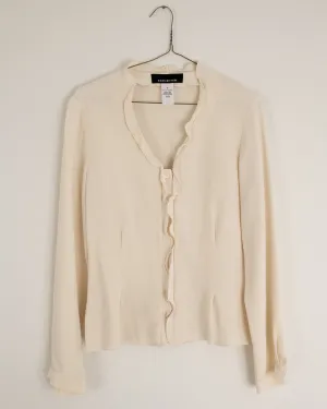 Vintage Creme Silk Ruffle Blouse (S)