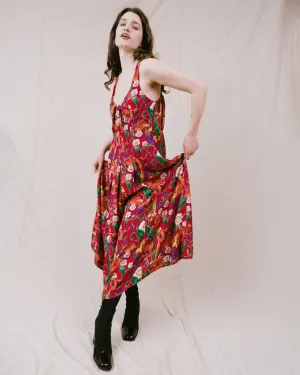 Vintage Fuchsia Floral Dress (M/L)