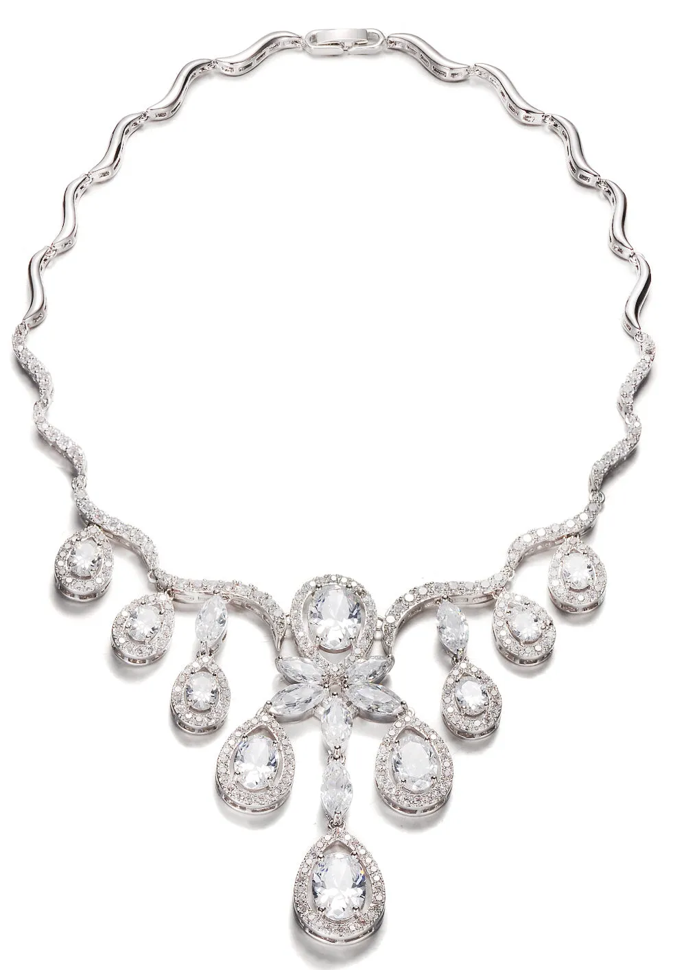 Women's Fashion CZ Bridal Wedding Necklace