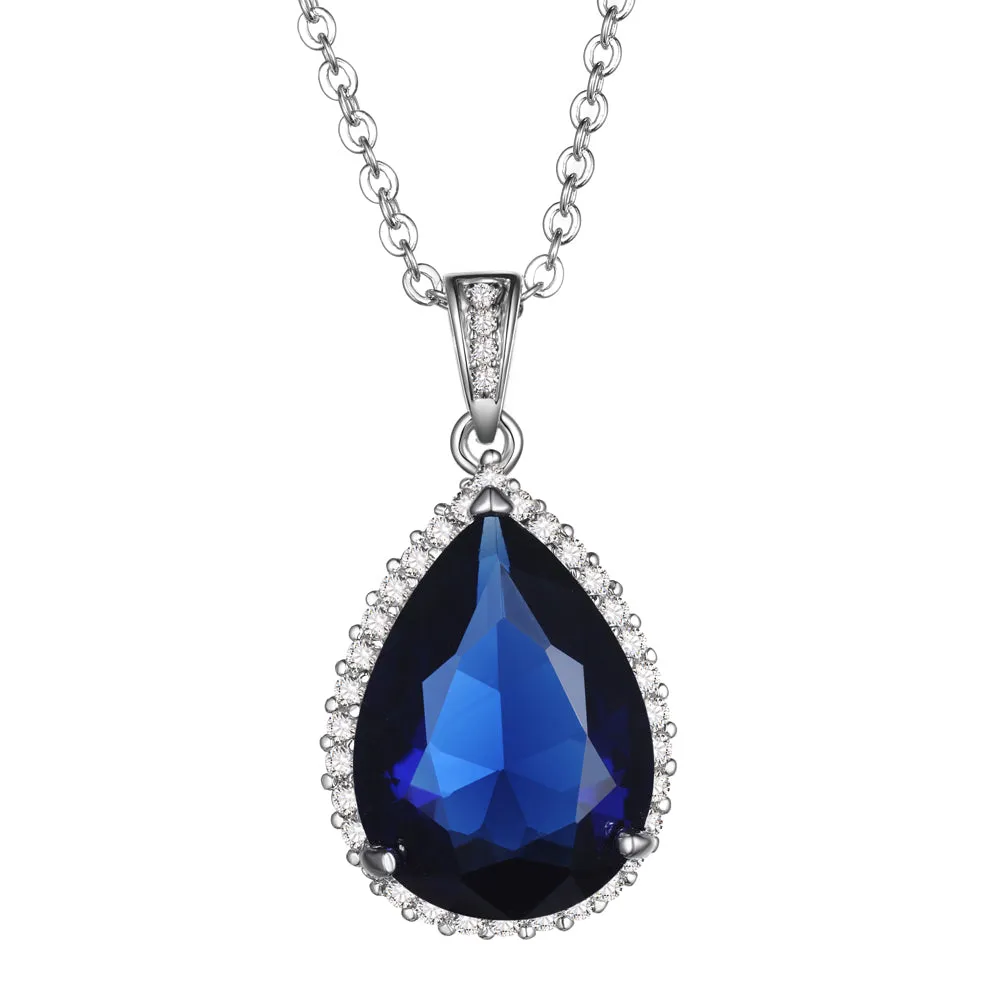 Women's Fashion CZ Drop Pendant Necklace