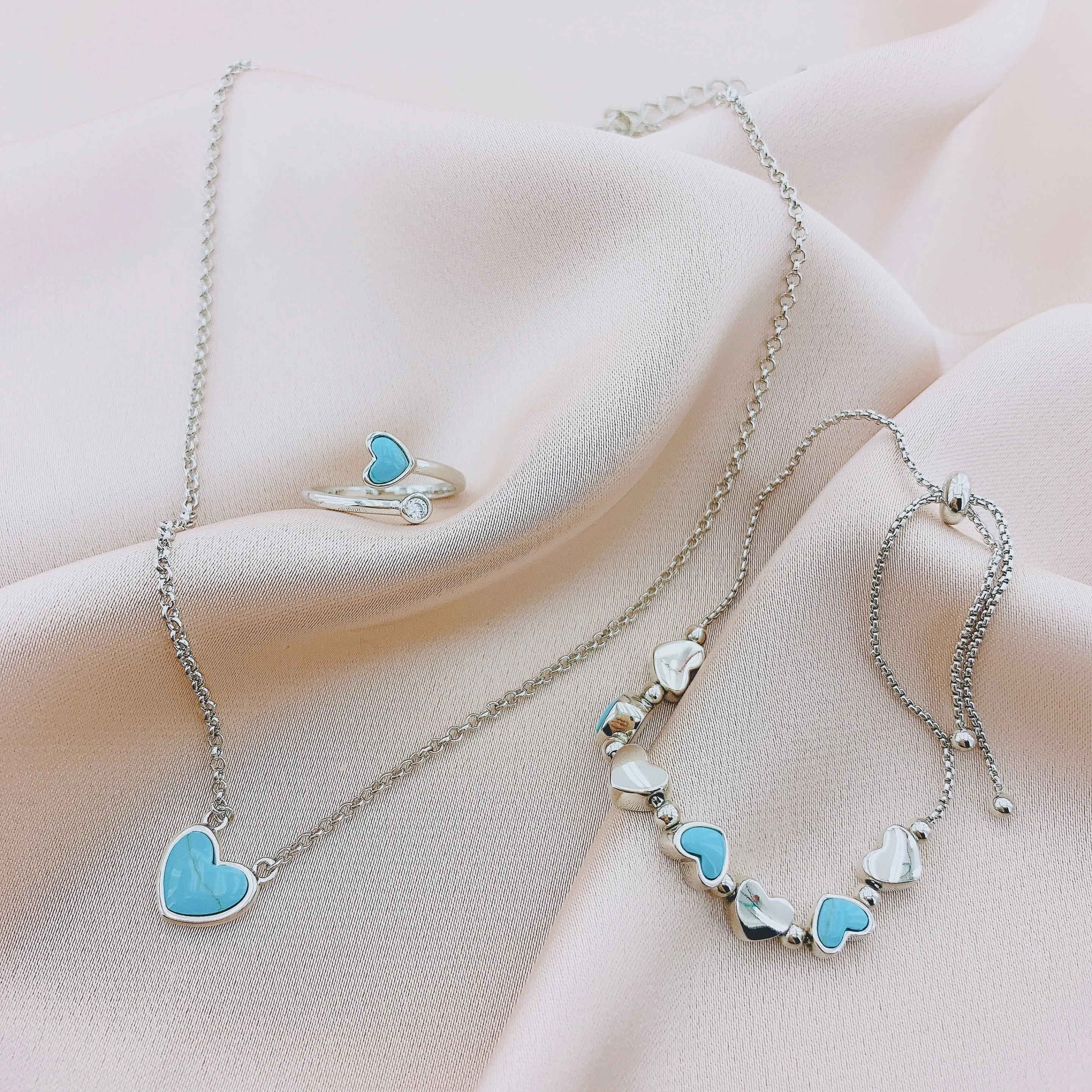 Women's Fashion Heart Opal Jewelry Sets