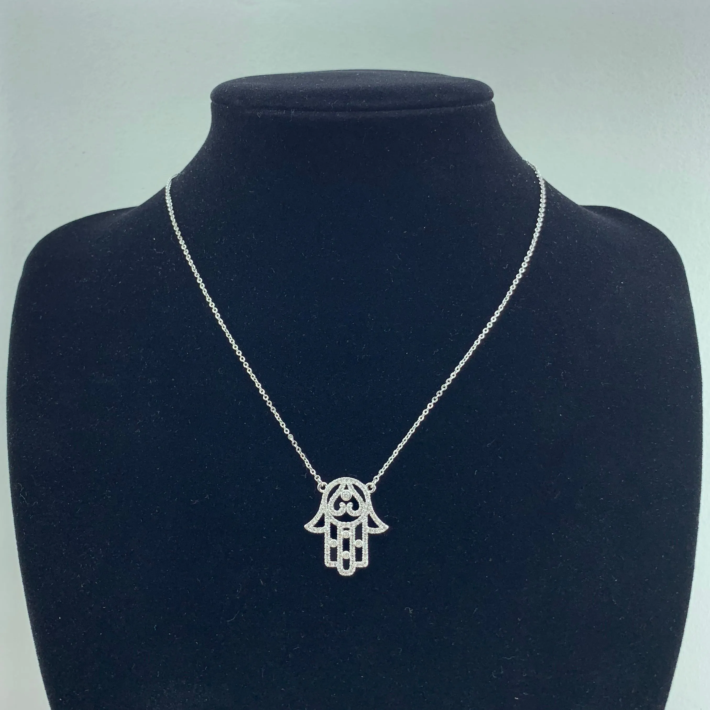 Wwomen's Fashion CZ Hamsa Necklace